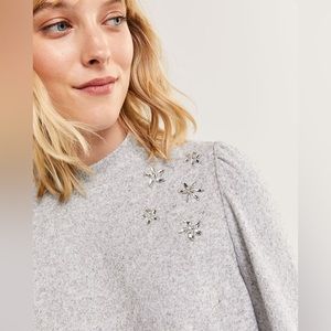 EUC - Embellished Mockneck Sweater - XXL